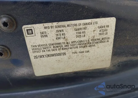 1998 Chevrolet Monte Carlo Z34 from USA, damaged, VIN 2G1WX12K9W9309726